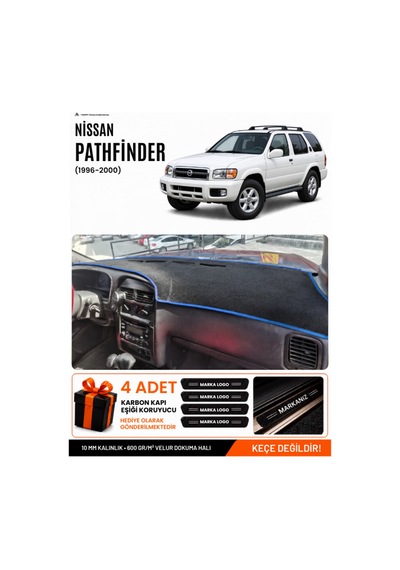 Nissan Pathfinder 1996-2000 Uyumlu Torpido Örtüsü, Torpido Kılıfı - Siyah Mavi