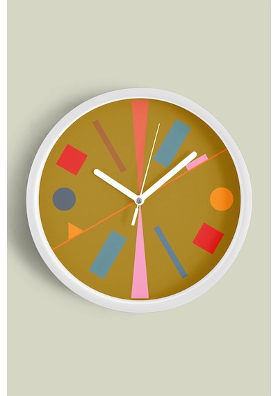 Soyut - Geometrik Temalı Modern Duvar Saati - 35cm - Önü Camlı Beyaz Kasa - Sessiz Mekanizma-jh0051 Beyaz