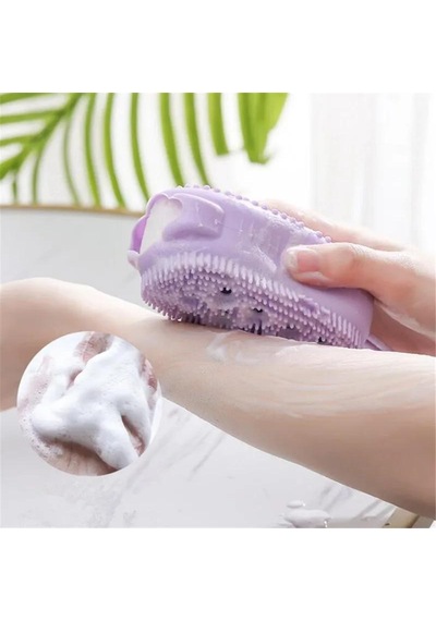 Silikon Vücut Scrubber Yumuşak Köpük Banyo Fırçası Duş Peeling Sünger Masaj Cilt Temizleyici Temizleme Pedi Banyo Aksesuarı