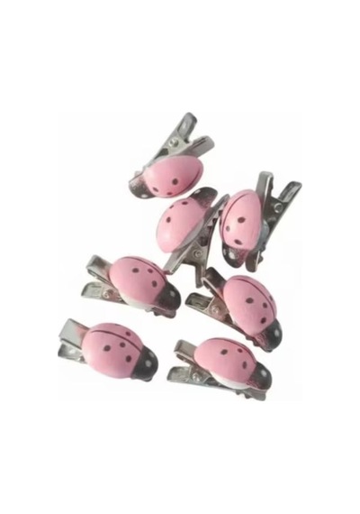Pembe Uğur Böceği Figürlü Mini Pens Toka Seti - 7 Adet - Kız Çocuk Saç Aksesuarı, Hediyelik Sevimli Yan Tokalar Diğer