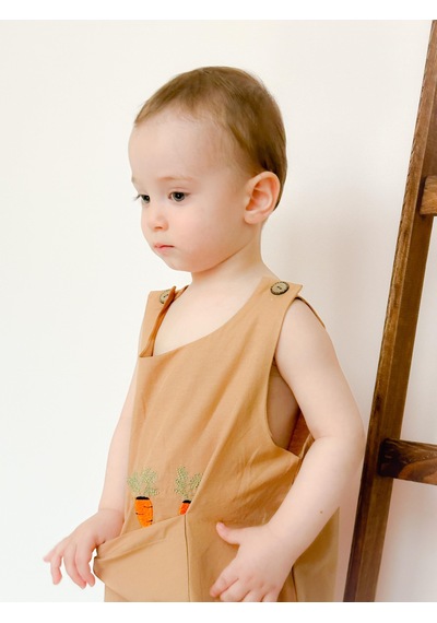 Miababy Nakışlı Yazlık Efil Tulum Kahverengi
