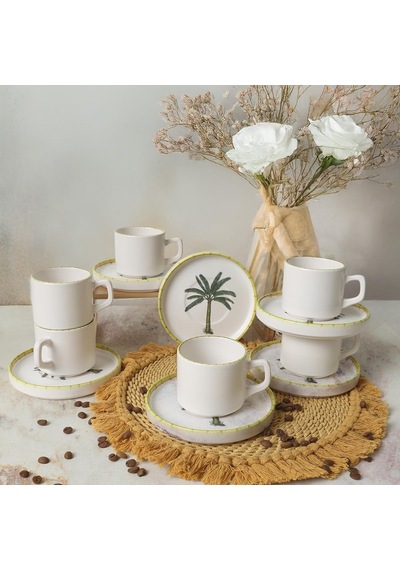 Palmiye Stackable Çay Takımı 12 Parça 6 Kişilik 22642 Çok Renkli