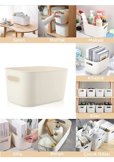 4'lü Organizer Kutu Seti - 4 Lt Çok Amaçlı Düzenleyici - Dekoratif Saklama Kutusu Plastik 24 X 18 Be Diğer