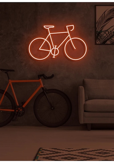 Bisiklet Figürlü Neon Tabela Turuncu