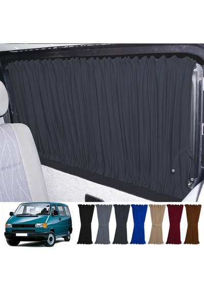Pandami Volkswagen T4 - Transporter / Caravelle Uzun Şase 1990-2003 Uyumlu Füme Raylı Oto Perde Takımı