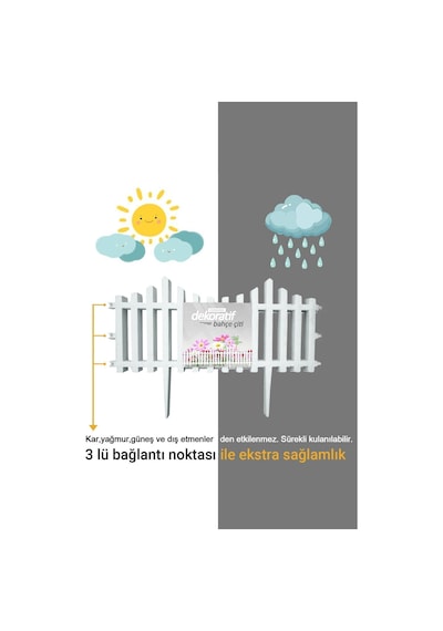 Dekoratif Bahçe Çiti Plastik Beyaz Çit 59 Cm Tek Peyzaj Çiti Çiçek Koruma Çiti