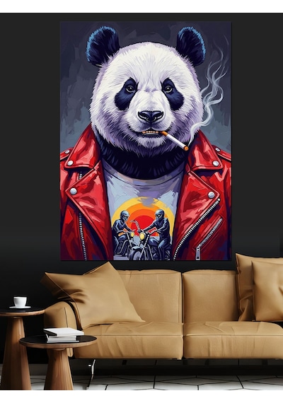 Ahşap Tablo Punk Panda Portresi