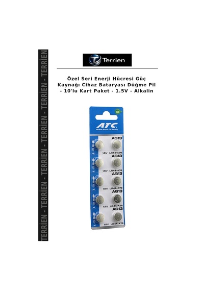 Özel Seri Enerji Hücresi Güç Kaynağı Cihaz Bataryası Düğme Pil - 10'lu Kart Paket - 1.5v - Alkalin