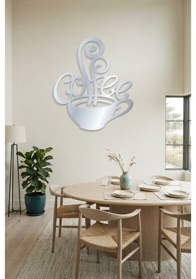 Coffee Metal Duvar Tablosu - Duvar Dekoru - Gümüş - 62 X 75 Cm
