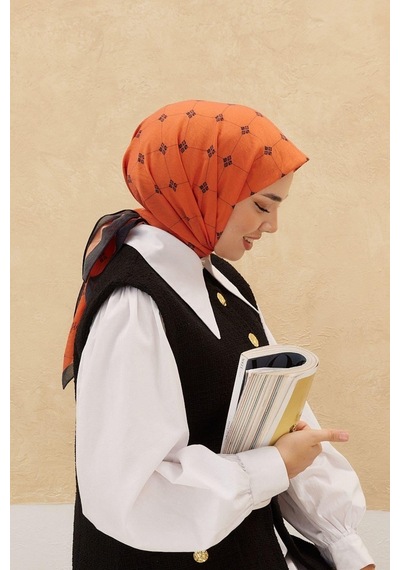 Silk Home Olinda Eşarp - Turuncu Siyah - Turuncu Siyah