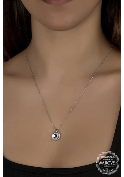 Swarovski Crystal Taşlı Çerçeveli Gümüş Kadın Kolye