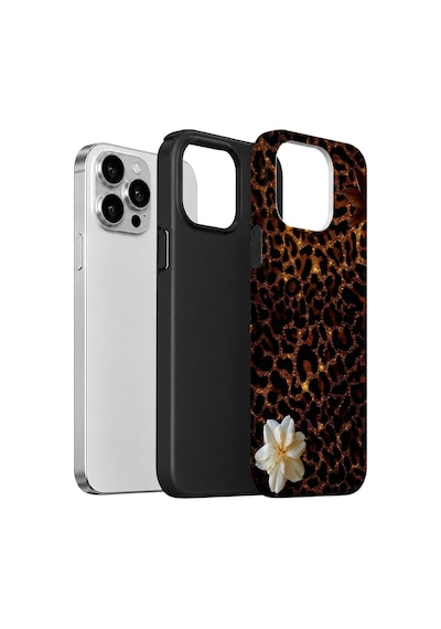 Velvoria Valestra Koyu Leopar Çiçek Apple iPhone Uyumlu 12 Pro Max Darbe Korumalı Kılıf Valestra Select - Koyu Leopar Çiçek