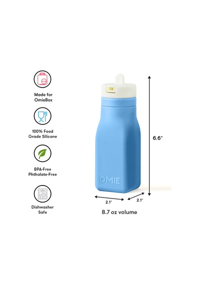Omiebox - Omiebottle Bpasız Silikon Suluk Mavi Desenli