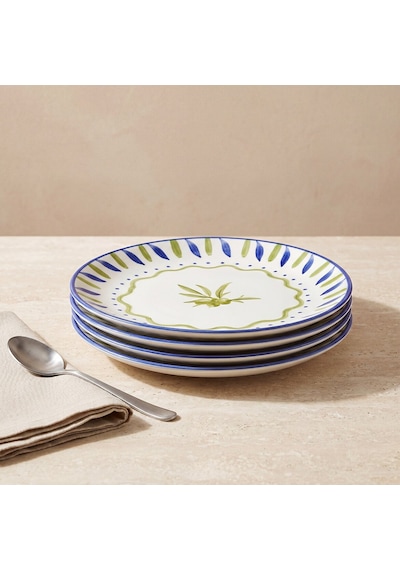 Güral Zeytindalı Desenli 25 Cm 4lü Porselen Servis Tabağı Seti Çok Renkli