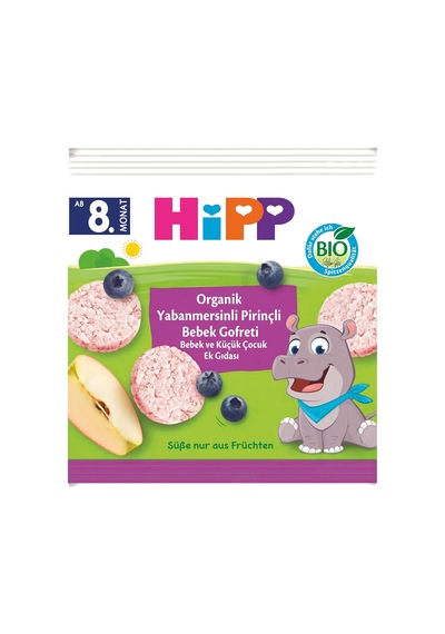 Organik Pirinçli Yabanmersinli Bebek Gofreti 30 Gr