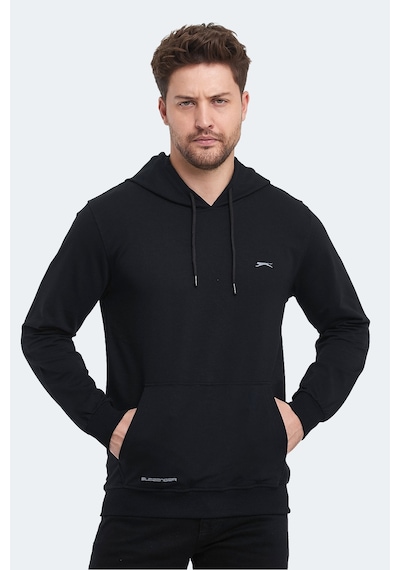 Slazenger Obra In Erkek Kapüşonlu Cepli Siyah Sweatshirt Siyah