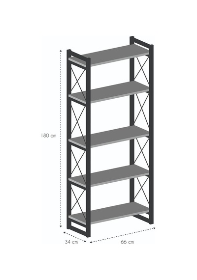 Kitaplık 5 Raflı Ceviz 180 Cm Diğer