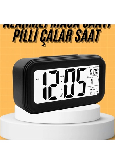 Dijital Masa Saati Takvim Çalar Saat Alarmlı Işıklı Led Ekran Pilli Renkli 44911353