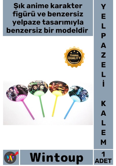 Kalem Estetik Figürlü Şık Hediyelik Koleksiyonluk Okul Ofis Yeni Anime Yelpazeli Tükenmez Kalem