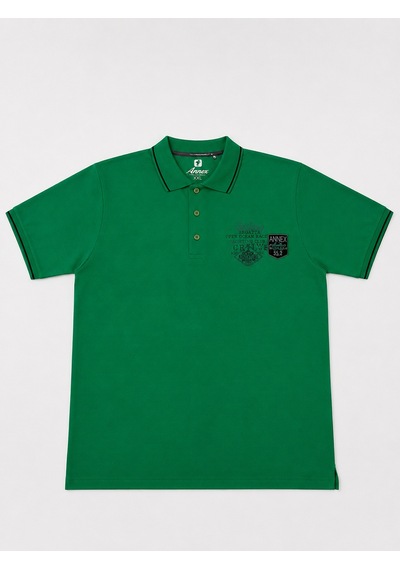 Büyük Beden Polo Yaka Kısa Lastikli Kol Düz Kesim Düğmeli Erkek Tshirt Yeşil