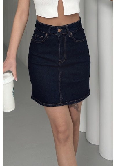 Dar Kalıplı Normal Belli Cepli Ve Astarsız Kısa Boy Kadın Kot Etek Mini Slaplı Lacivert Denim Slaplı Lacivert Dar Kalıplı Normal Belli Cepli Ve Astarsız Kısa Boy Kadın Kot Etek Mini Slaplı Lacivert Denim Slaplı Lacivert