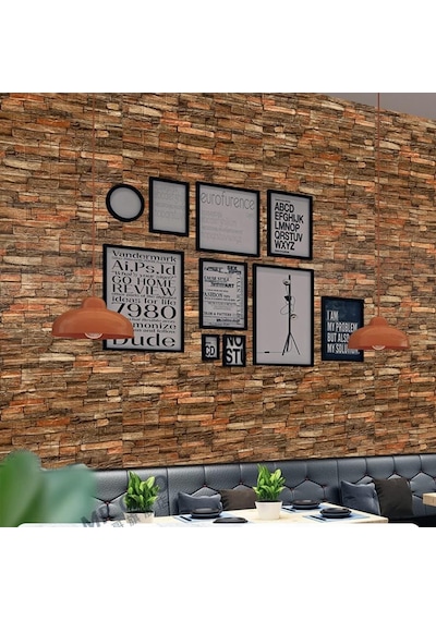 Kendinden Yapışkanlı Oda Salon Ofis Kahverengi Duvar Kağıdı Paneli Nw47