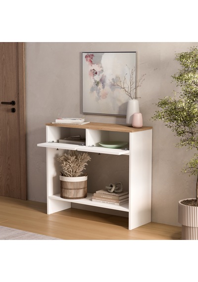 Robin Home Alaska Dresuar Kapaklı Ahşap Ayaklı Sepet-beyaz Beyaz