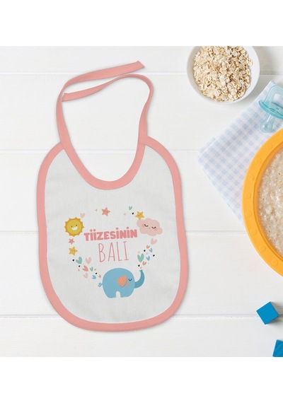 BK Kids Tiizesinin Balı Tasarımlı Pembe Bebek Mama Önlüğü-1 Pembe