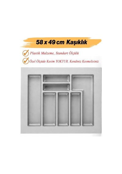 Plastik Çekmece İçi Düzenleyici 58 X 49 Cm Derin Kaşıklık Bıçak Kaşık Çatal 1 Adet Standart Ölçü Diğer