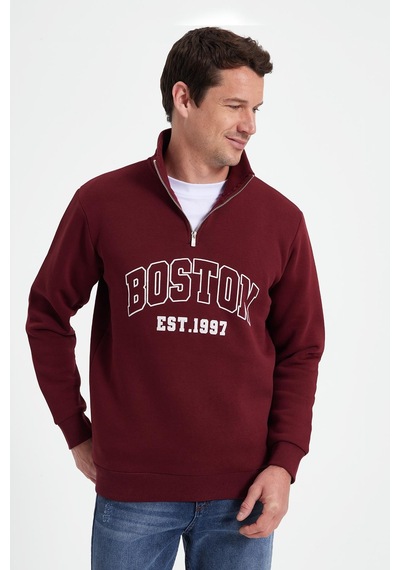 Tudors Erkek Relax Fit Rahat Kesim Pamuklu Yarım Fermuarlı Baskılı Bordo Sweatshirt-42314 Bordo Tudors Erkek Relax Fit Rahat Kesim Pamuklu Yarım Fermuarlı Baskılı Bordo Sweatshirt-42314 Bordo