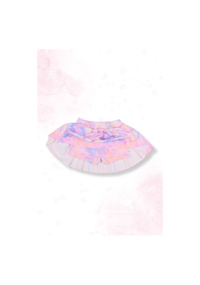 Beniizle Batik Desenli Şort Etekli Crop Kız Çocuk Sporcu Takım Pembe