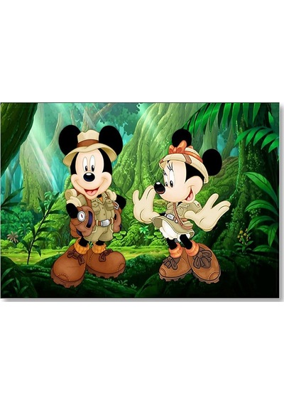 Cakasepetim Masaüstünde Mickey Maus Ve Minnie Mouse Safari Ahşap Mdf Tablo