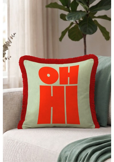 Pop Art Oh Hi Yazılı Saçaklı Yastık Kılıfı - Retro Bohem Yeşil Kırmızı Bordo Püsküllü Kırlent Kılıfı Uzak Düş Serenat Pop Art Oh Hi Yazılı Saçaklı Yastık Kılıfı - Retro Bohem Yeşil Kırmızı Bordo Püsküllü Kırlent Kılıfı Uzak Düş Serenat