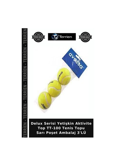 Delux Serisi Yetişkin Aktivite Top Tt-100 Tenis Topu Sarı Poşet Ambalaj 3'lü