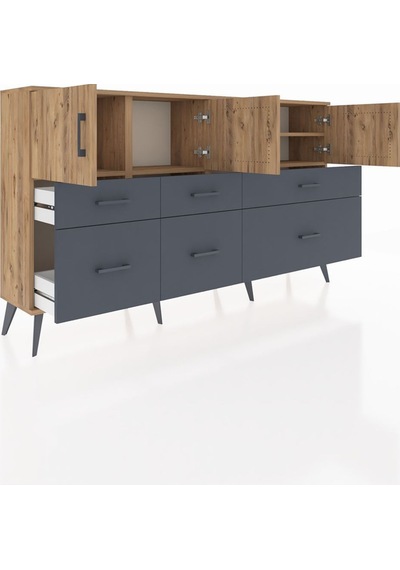 Arges Konsol 4 Raflı 6 Çekmeceli 4 Kapaklı 176x30x99 Çam-çam/antrasit Atlas Çam/antrasıt - Atlas Çam Arges Konsol 4 Raflı 6 Çekmeceli 4 Kapaklı 176x30x99 Çam-çam/antrasit Atlas Çam/antrasıt - Atlas Çam
