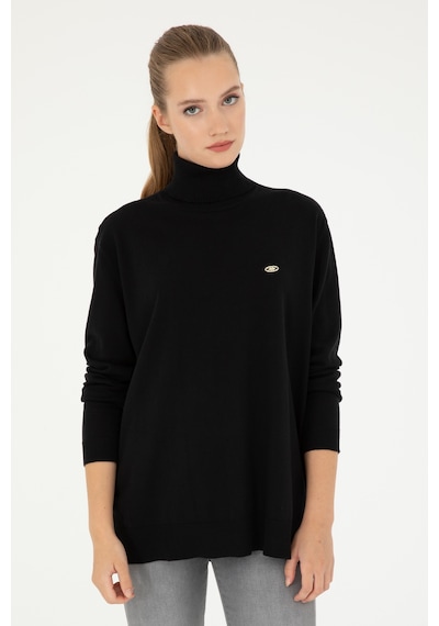 U.S. Polo Assn. Kadın Siyah Basic Boğazlı Kazak 50294570-VR046