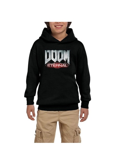 Zepplin Giyim Doom Eternal Siyah Çocuk Kapşonlu Sweatshirt