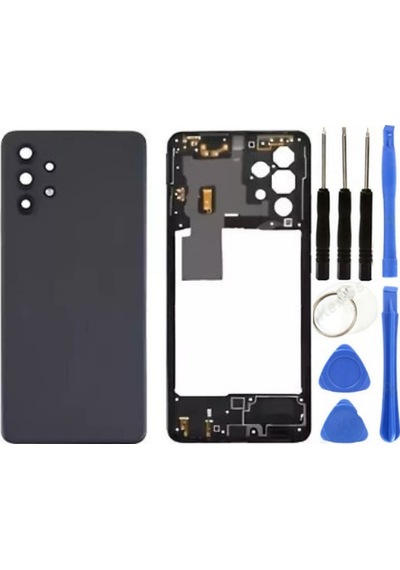 TeknikEvim Samsung Galaxy Uyumlu A32 Full Kasa Arka Pil Kapağı Tamir Seti Siyah