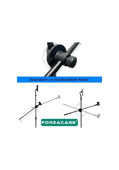 Tablet Tutuculu 360 Döner Profesyonel Metal Mikrofon Standı 140 Cm - Fc1077