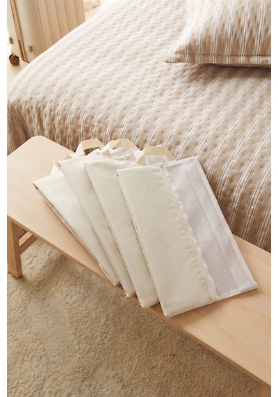 Ocean Home Textile 4'lü Bej Renk Fileli Oxford Kumaş Ayakkabı Düzenleyici Taşıma Çantası Seti 22 X 40 X 9 Cm