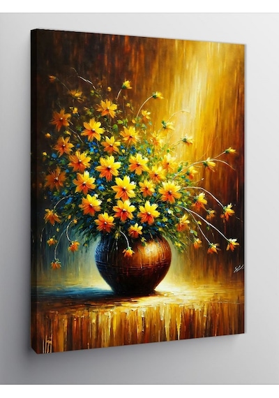 Kanvas Tablo Vazoda Sarı Çiçekler 50cmx70cm
