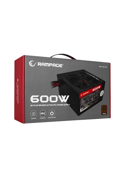 Rampage RMP-600-80P 600 W 80Plus Bronze 12 CM Fan Aktif Pfc Güç Kaynağı