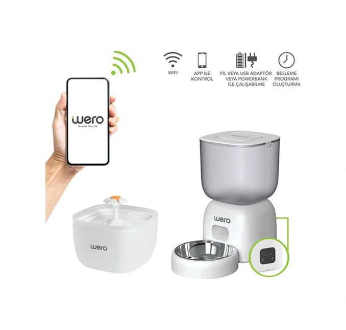 Wero 2in1 Akıllı Kedi Ve Köpek Mama Kabı Ve Su Pınarı Seti Wi-fi Kontrollü Otomatik Besleme 252-51010.01