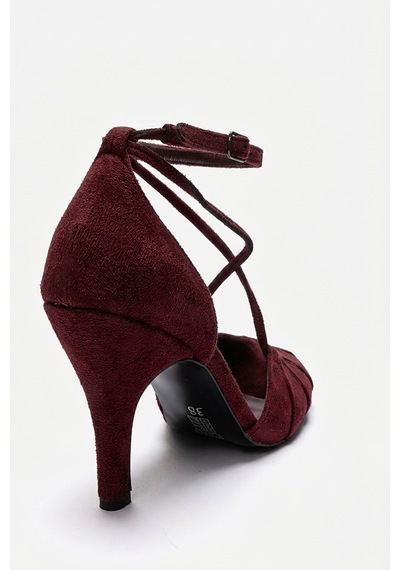 Luvishoes Elıza Bordo Süet Kadın Topuklu Ayakkabı