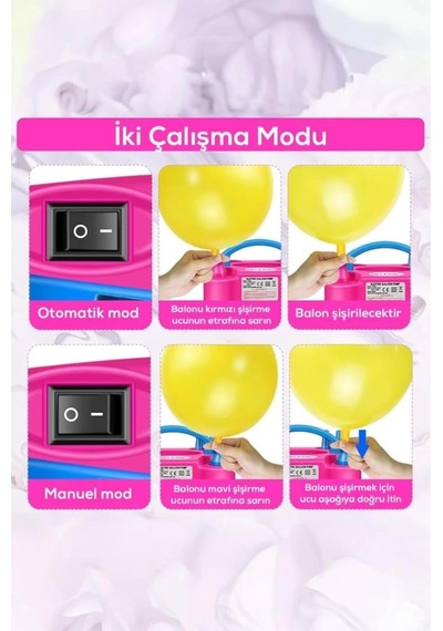 Shopexxtra Elektrikli Balon Pompası, Çift Nozullu Balon Şişirme Makinesi, 600w, 220-240v, Parti 3+ Yaş