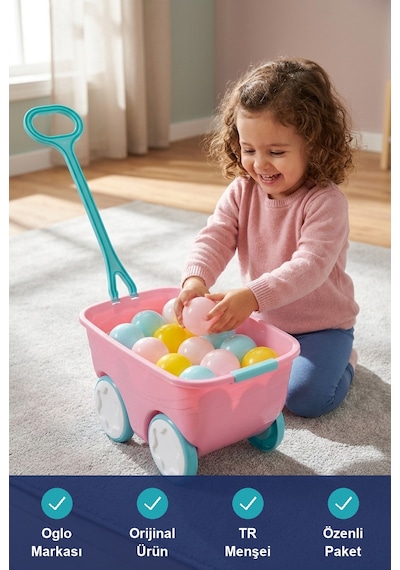 Gezgin Vagon Oyun Seti 24 Adet 7 Cm Renkli Top Pembe
