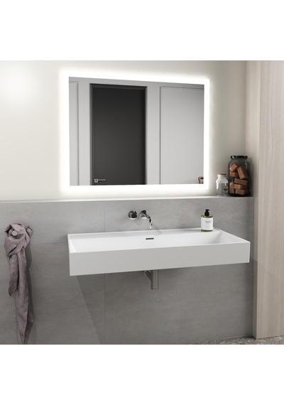 Dura Niva Kare Çanak Lavabo 100x46,5 Cm Tezgah Üstü Batarya Deliksiz Beyaz 5255