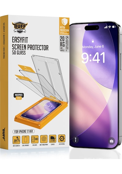 Buff Apple Uyumlu   iPhone 17 Air 5d Glass Easyfit 2 Adet Ekran Koruyucu