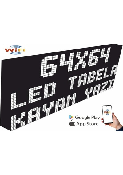 Led Tabela 64x64cm Tek Taraflı Beyaz Kayan Yazı-wifi