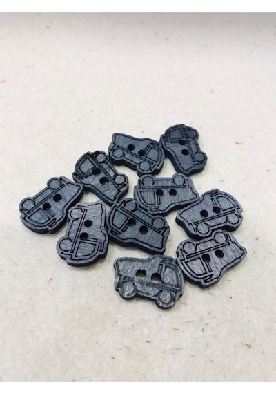 Ahşap Bebek Düğmesi 6 Adet 1,5 Cm / Mavi